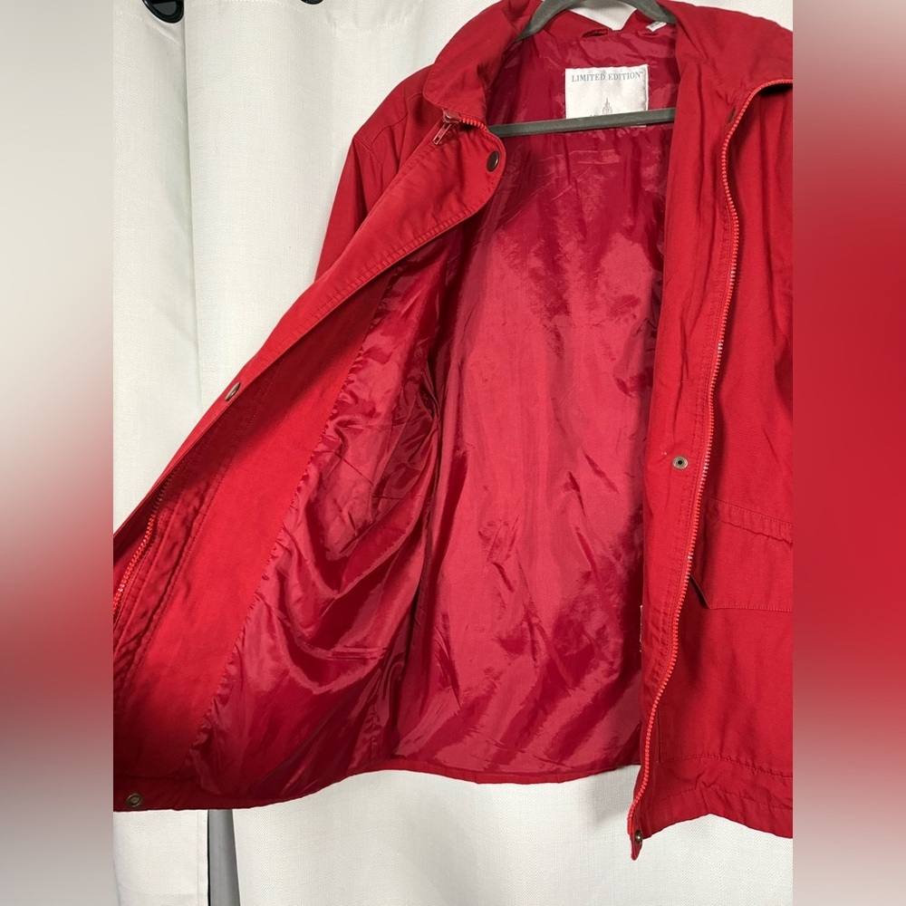 London Fog Limited Edition Red Zip up Overcoat Jacket Medium - Picture 5 of 8